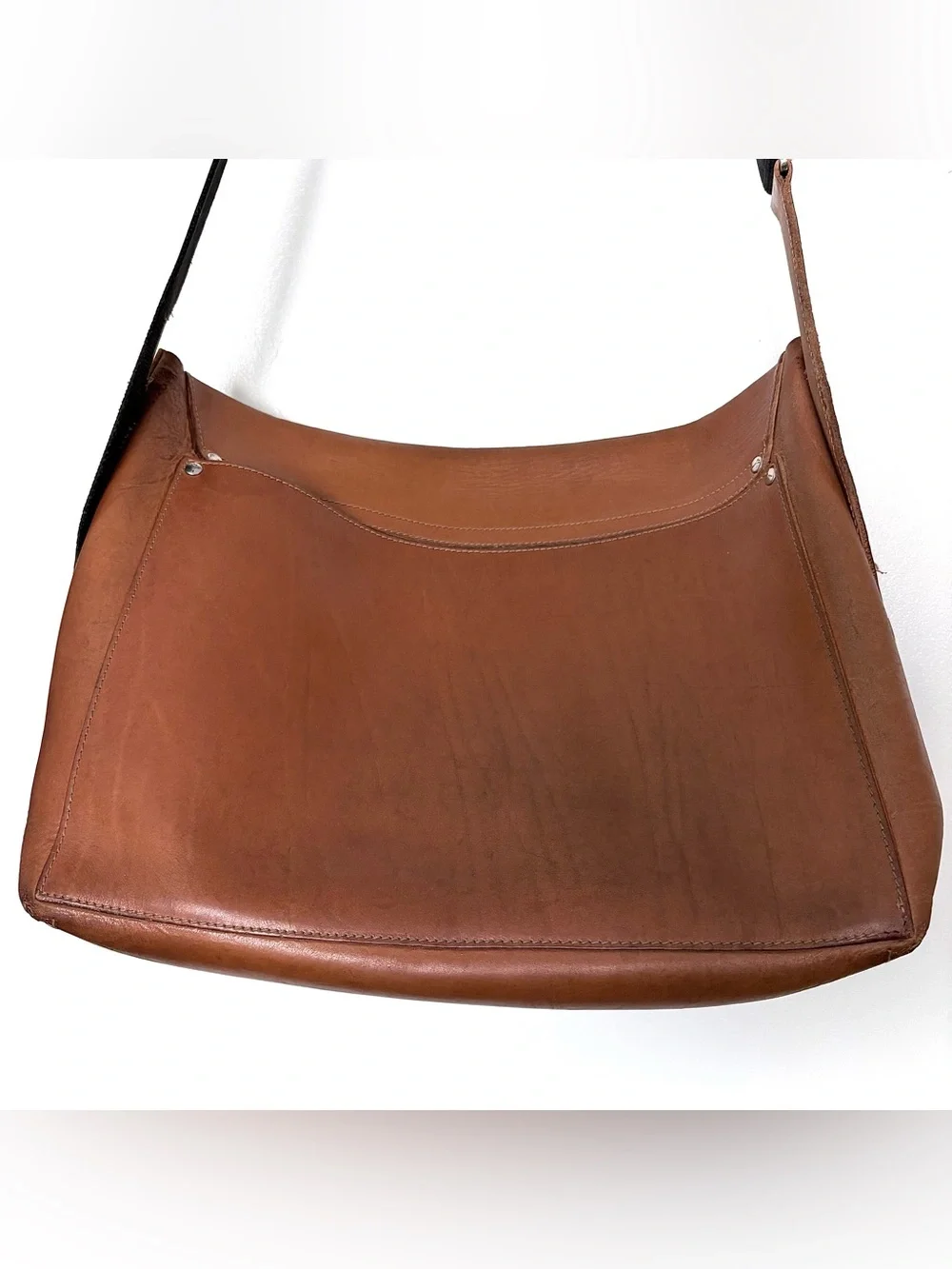 RARE Vintage Jack Spade Bridle Leather Messenger Field Bag Cognac Brown HTF
